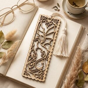 50 Fantasy Bookmark Laser Files, Intricate Mythical Beast Silhouettes