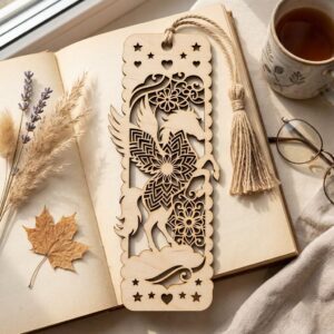 50 Fantasy Bookmark Laser Files, Intricate Mythical Beast Silhouettes