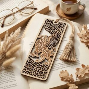 50 Fantasy Bookmark Laser Files, Intricate Mythical Beast Silhouettes