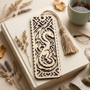 50 Fantasy Bookmark Laser Files, Intricate Mythical Beast Silhouettes