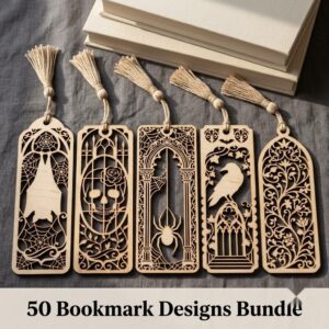50 Gothic Bookmark Templates, Dark Academia Cathedral Window Page Marker