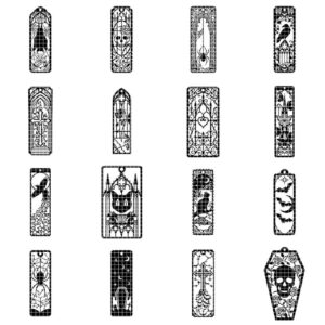 50 Gothic Bookmark Templates, Dark Academia Cathedral Window Page Marker