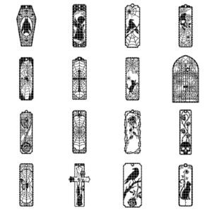 50 Gothic Bookmark Templates, Dark Academia Cathedral Window Page Marker