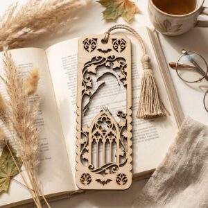 50 Gothic Bookmark Templates, Dark Academia Cathedral Window Page Marker