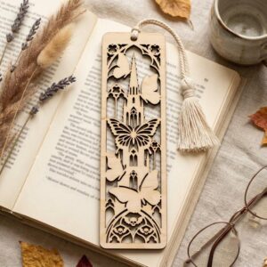 50 Gothic Bookmark Templates, Dark Academia Cathedral Window Page Marker