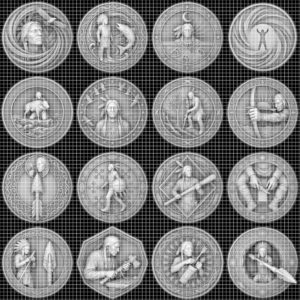 50 Native Warrior Challenge Coin 3D Depth Maps, Laser Engraving Relief Designs