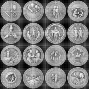 50 Native Warrior Challenge Coin 3D Depth Maps, Laser Engraving Relief Designs