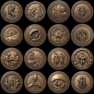 50 Native Warrior Challenge Coin 3D Depth Maps, Laser Engraving Relief Designs