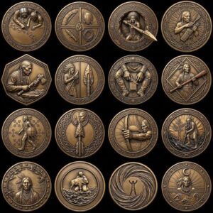 50 Native Warrior Challenge Coin 3D Depth Maps, Laser Engraving Relief Designs