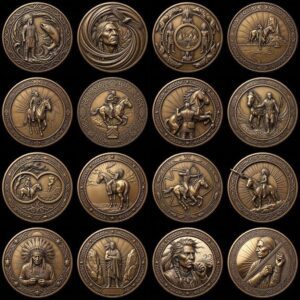 50 Native Warrior Challenge Coin 3D Depth Maps, Laser Engraving Relief Designs