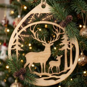 50 Vintage Santa Christmas Ornament Designs, Engraved Victorian Wood Baubles