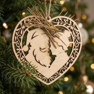 50 Vintage Santa Christmas Ornament Designs, Engraved Victorian Wood Baubles