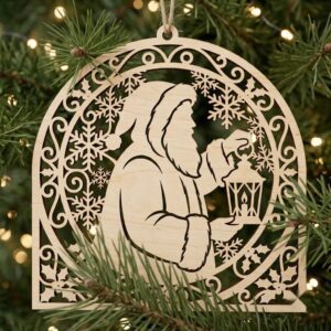 50 Vintage Santa Christmas Ornament Designs, Engraved Victorian Wood Baubles