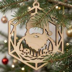 50 Vintage Santa Christmas Ornament Designs, Engraved Victorian Wood Baubles