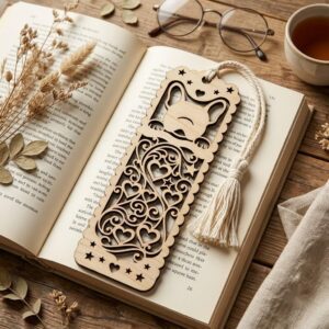 Cat Dog Bookmark Laser File, Peek A Boo Animal Page Topper, 50 Wood Designs