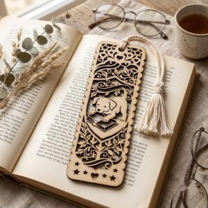 Cat Dog Bookmark Laser File, Peek A Boo Animal Page Topper, 50 Wood Designs