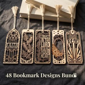 Christian Bookmark Laser File, 48 Ornate Bible Verse Designs