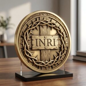 Christian Challenge Coin Laser Engraving File, Jesus On Cross 3D Relief Art
