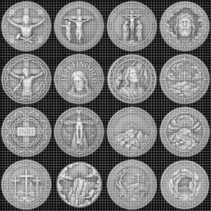 Christian Challenge Coin Laser Engraving File, Jesus On Cross 3D Relief Art