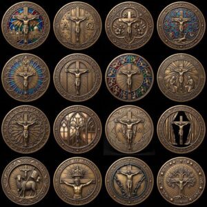 Christian Challenge Coin Laser Engraving File, Jesus On Cross 3D Relief Art