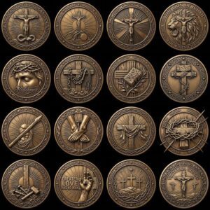 Christian Challenge Coin Laser Engraving File, Jesus On Cross 3D Relief Art