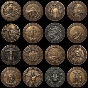 Christian Challenge Coin Laser Engraving File, Jesus On Cross 3D Relief Art