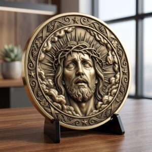 Christian Challenge Coin Laser Engraving File, Jesus On Cross 3D Relief Art