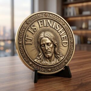 Christian Challenge Coin Laser Engraving File, Jesus On Cross 3D Relief Art