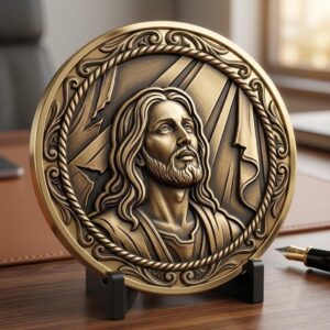 Christian Challenge Coin Laser Engraving File, Jesus On Cross 3D Relief Art