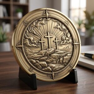 Christian Challenge Coin Laser Engraving File, Jesus On Cross 3D Relief Art
