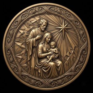 Christian Depth Map PNG Bundle, Relief Laser Engraving Star Bethlehem Coin