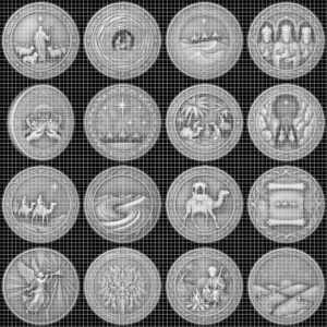 Christian Depth Map PNG Bundle, Relief Laser Engraving Star Bethlehem Coin