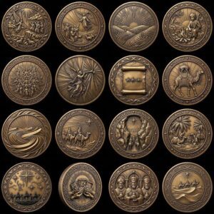Christian Depth Map PNG Bundle, Relief Laser Engraving Star Bethlehem Coin