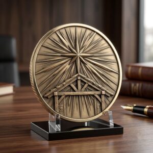 Christian Depth Map PNG Bundle, Relief Laser Engraving Star Bethlehem Coin