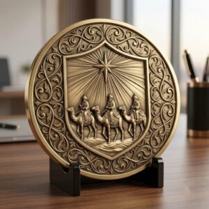 Christian Depth Map PNG Bundle, Relief Laser Engraving Star Bethlehem Coin