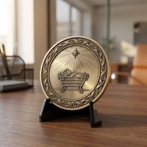 Christian Depth Map PNG Bundle, Relief Laser Engraving Star Bethlehem Coin