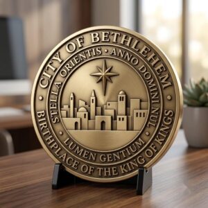 Christian Depth Map PNG Bundle, Relief Laser Engraving Star Bethlehem Coin