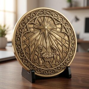 Christian Depth Map PNG Bundle, Relief Laser Engraving Star Bethlehem Coin