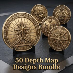 Christian Manger Scene Coin Engraving File, Star Of Bethlehem 3D Depth Map