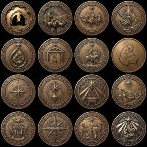 Christian Manger Scene Coin Engraving File, Star Of Bethlehem 3D Depth Map