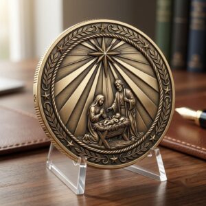 Christian Manger Scene Coin Engraving File, Star Of Bethlehem 3D Depth Map