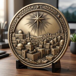 Christian Manger Scene Coin Engraving File, Star Of Bethlehem 3D Depth Map