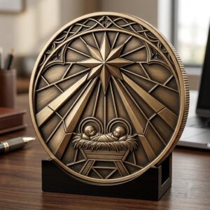 Christian Manger Scene Coin Engraving File, Star Of Bethlehem 3D Depth Map