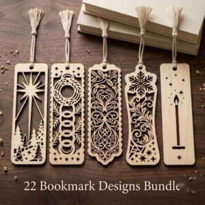 Christmas Bookmark Bundle, 22 Minimalist Holiday Designs, Modern Abstract Xmas Page Markers