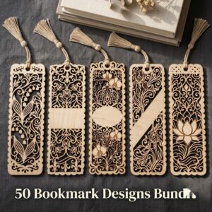 Floral Damask Bookmark Laser Files, 50 Vintage Victorian Scroll Patterns