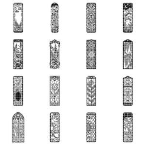 Floral Damask Bookmark Laser Files, 50 Vintage Victorian Scroll Patterns