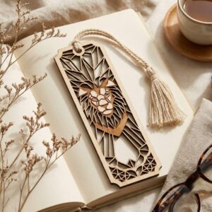 Geometric animal bookmark bundle, low poly wooden tags, 50 reading accessories