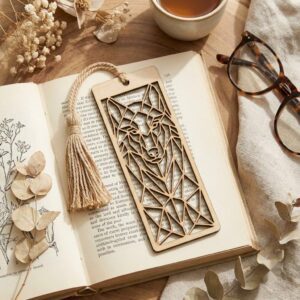 Geometric animal bookmark bundle, low poly wooden tags, 50 reading accessories