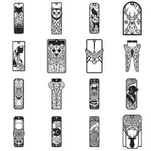 Geometric animal bookmark bundle, low poly wooden tags, 50 reading accessories