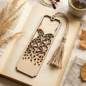 Geometric animal bookmark bundle, low poly wooden tags, 50 reading accessories